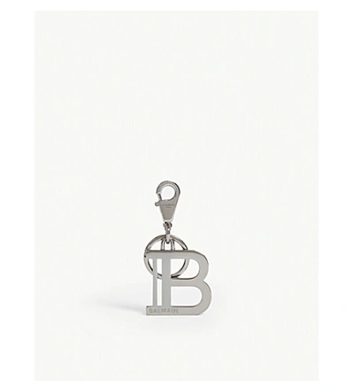 Balmain Logo Metal Keyring In Noir