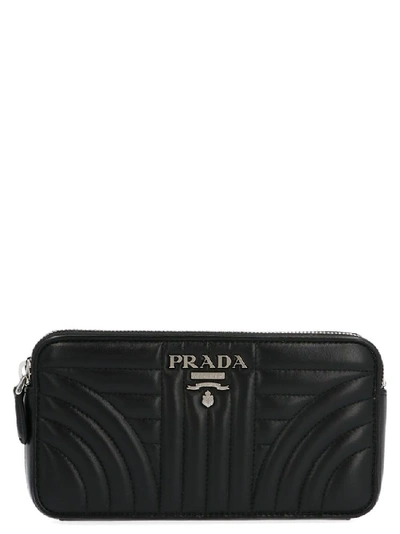 Prada Diagramme Clutch With Chain In Black