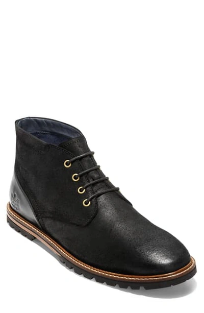 Cole Haan Raymond Grand Water Resistant Chukka Boot In Black Distressed Leather