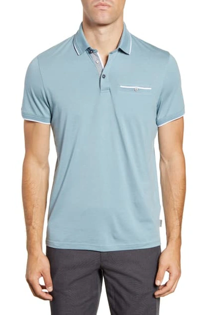 Ted Baker Derry Slim Fit Polo In Light Blue Sterling