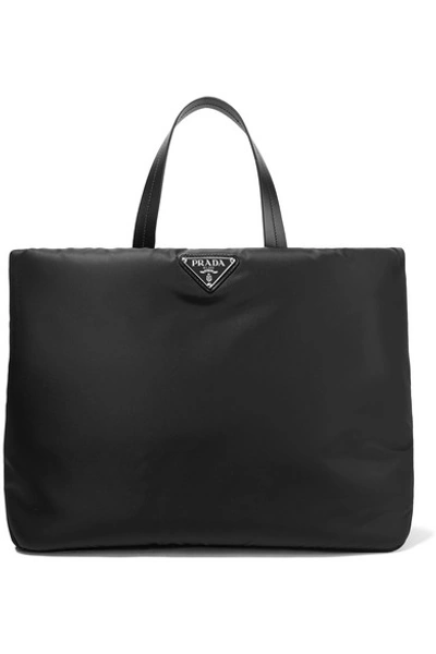 Prada Leather-trimmed Nylon Tote In Black