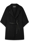 LORO PIANA BELTED LEATHER-TRIMMED CASHMERE CAPE
