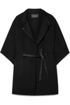 Loro Piana Belted Leather-trimmed Cashmere Cape In Black