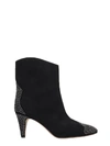 ISABEL MARANT DYTHAN HIGH HEELS ANKLE BOOTS IN BLACK SUEDE,10987379