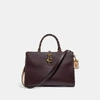 Coach Serra Satchel In Colorblock In Burgundy In Brass/oxblood Multi