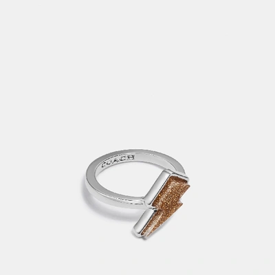 Coach Lightning Bolt Ring In Silver/yellow