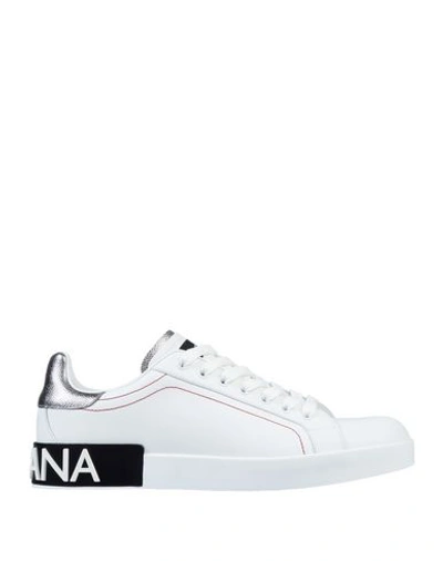 Dolce & Gabbana Portofino Sneakers In White Leather