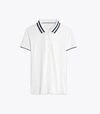 Tory Sport Tory Burch Performance Piqué Pleated-collar Polo In Snow White