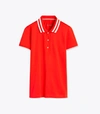 Tory Sport Performance Piqué Pleated-collar Polo In Red