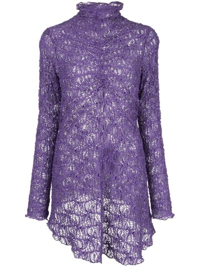Sies Marjan Embroidered Ruched Top In Purple