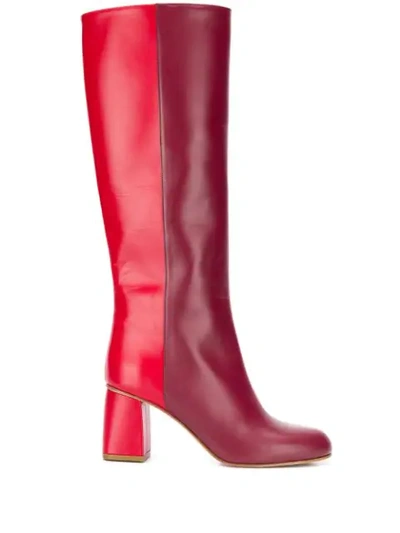 Red Valentino Red(v) Avired Dual-tone Boots - 红色 In Red
