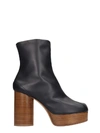MAISON MARGIELA TABI HIGH HEELS ANKLE BOOTS IN BLACK LEATHER,10987691