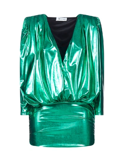 Attico Lurex Jersey Mini Dress In Verde