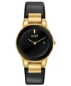 Citizen Eco-drive Women's Axiom Black Leather Strap Watch 30mm In Black