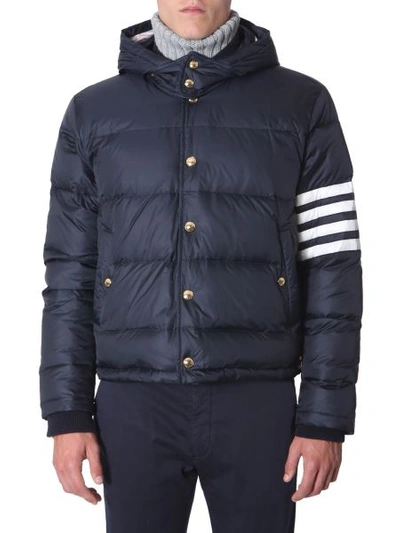 Thom Browne Hooded Bomber In Blue