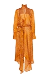 Petar Petrov Abia Turtleneck Abstract-pattern Satin Midi Dress In Orange