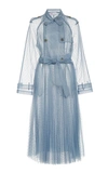 Red Valentino Point D'esprit Tulle Trench Coat In Blue