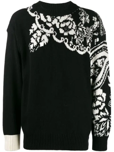 Sacai Jumper Floral Drinting In Black