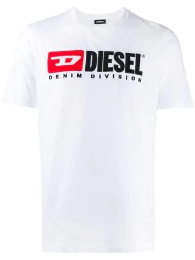 Diesel Embroidered-logo Cotton T-shirt In White