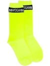 GANNI GANNI LOGO PRINT SOCKS - YELLOW