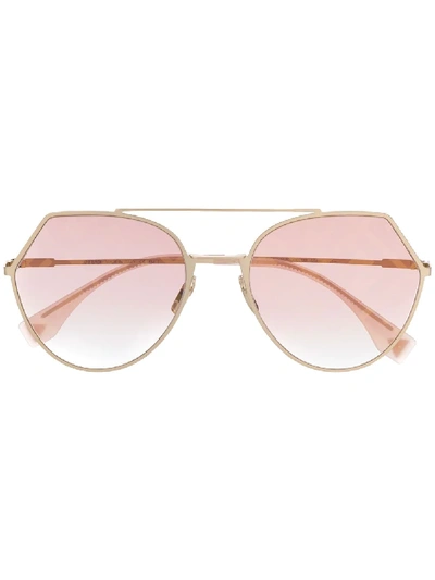 Fendi Eyewear Ff Aviator Sunglasses - Gold