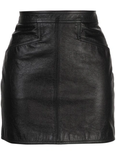 Saint Laurent Black Women's Fitted Leather Mini Skirt