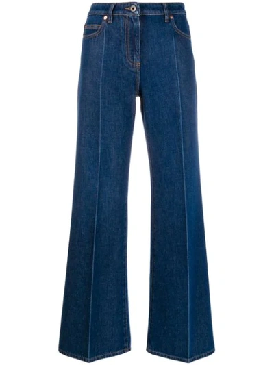 Valentino Vlogo Wide-leg Jeans In Blue