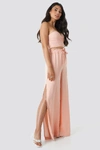ADORABLE CARO X NA-KD SIDE SLIT WIDE trousers - PINK