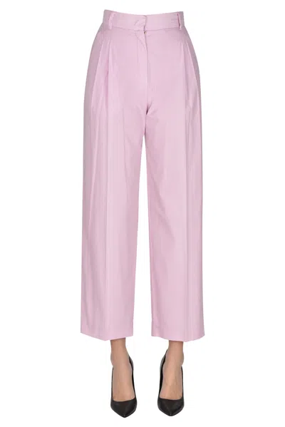 19.61 Milano Lightweight Cotton Trousers In Pale Pink