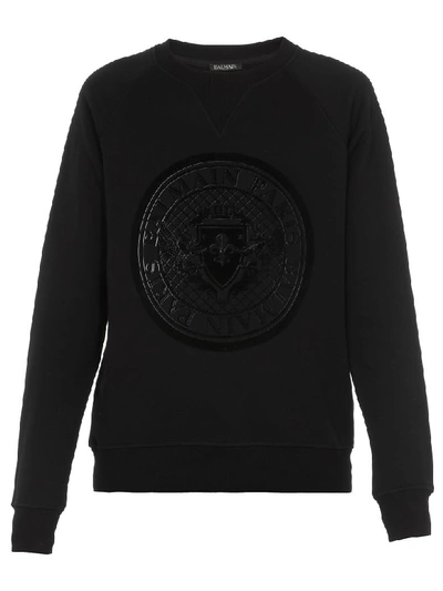 Balmain Embossed Logo Sweatshirt In Black