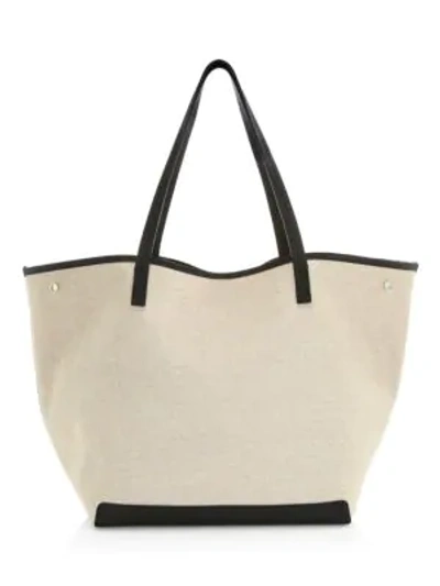 The Row Xl Park Canvas Tote In Natural Black