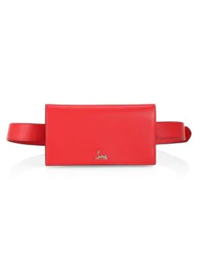 Christian Louboutin Boudoir Xs Leather Belt Bag With Chain Strap In Red/gold