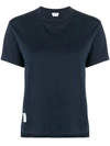 THOM BROWNE SLIDE SLITS RELAXED NAVY TEE