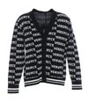 VERSACE VERSACE LOGO PRINT V NECK CARDIGAN