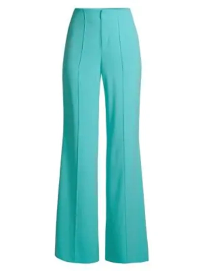 Alice And Olivia Dylan Clean High-waist Wide-leg Trousers In Blue Bird