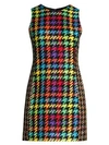 ALICE AND OLIVIA Coley Multicolor Houndstooth Dress