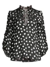 ALICE AND OLIVIA Julius Polka Dot Silk-Blend Ruffle-Sleeve Blouse