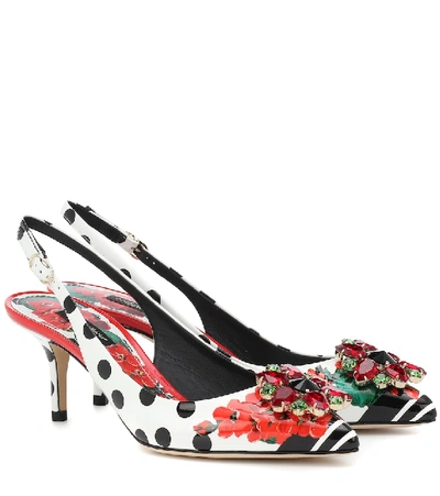 Dolce & Gabbana Bellucci Patent Leather Slingback Pumps In Multicoloured