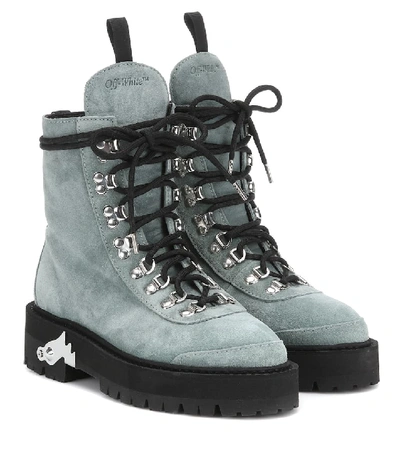 Off-white Lace-up Hiking Boots In 4100 Light Green No
