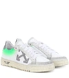 Off-white Arrow 2.0 Distressed Leather And Suede Sneakers In White