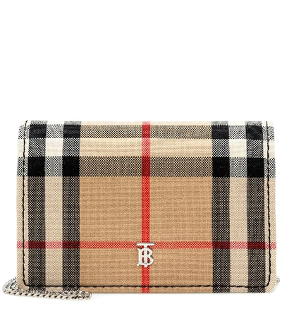 Burberry Vintage Check Card Case With Detachable Strap In Beige