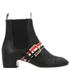 THOM BROWNE THOM BROWNE STRIPED BUCKLE DETAIL CHELSEA BOOTS