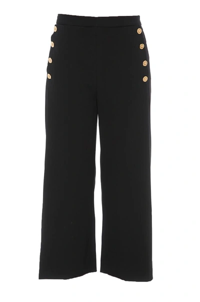 Versace Medusa Buttons Cropped Trousers In Black