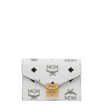 Mcm Patricia Three Fold Wallet In Visetos In White
