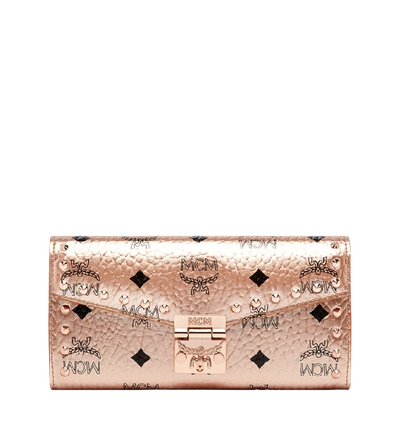Mcm Patricia Crossbody Wallet In Studded Outline Visetos In Pink