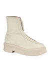 The Row Textured-nubuck Platform Ankle Boots In Beige