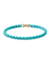 David Yurman Stainless Steel Bel Aire Chain Bracelet With 14k Yellow Gold Accent In Turquoise