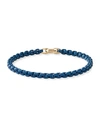 David Yurman 14kt Yellow Gold Dy Bel Aire Color Box Chain Bracelet (4mm) In Navy