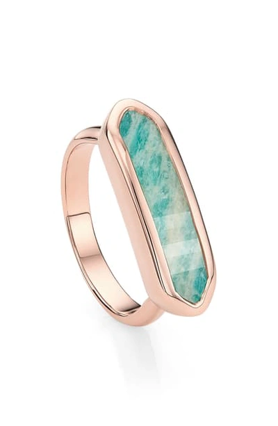 Monica Vinader Baja Grey Agate Ring In Rose Gold