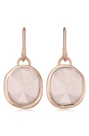 Monica Vinader Rose Gold Plated Vermeil Silver Siren Rose Quartz Wire Drop Earrings In Rose Gold/ Rose Quartz